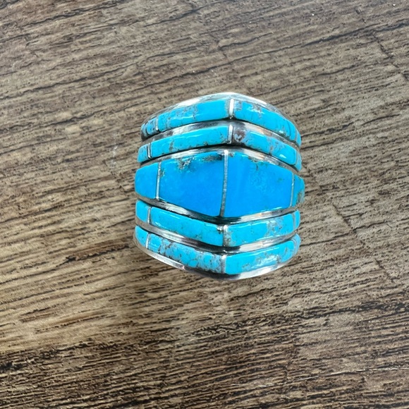 Zuni Turquoise Inlay Ring - Picture 2 of 6